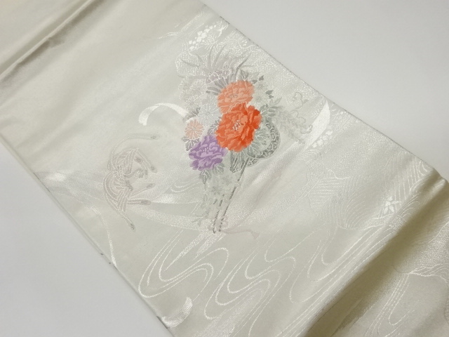 花車に鳳凰模様織出し名古屋帯